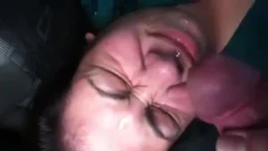 Cum on my friend’s face in the parking lot